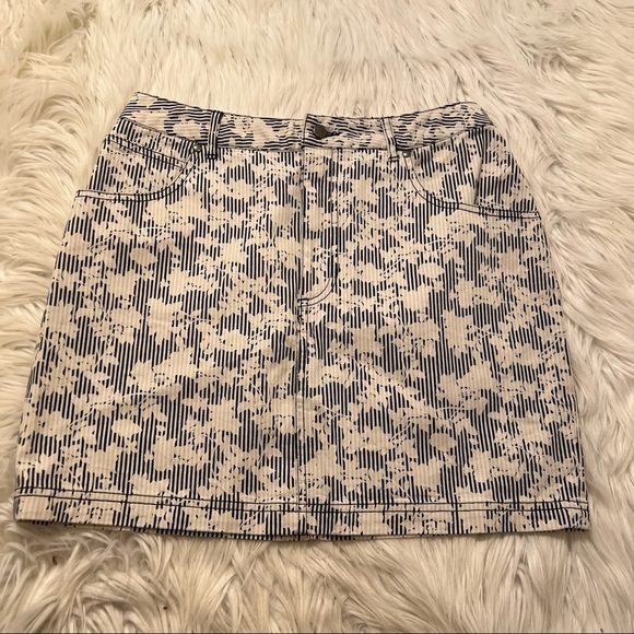 BDG Denim Mini Skirt Blue White Stripes Floral - Picture 4 of 12